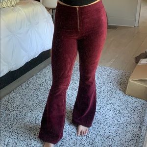 Forever 21 High Wasted Red Velvet Flare Pants